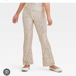 NWT Cat & Jack Girls Gold Sequin Pants in Size XL (14)